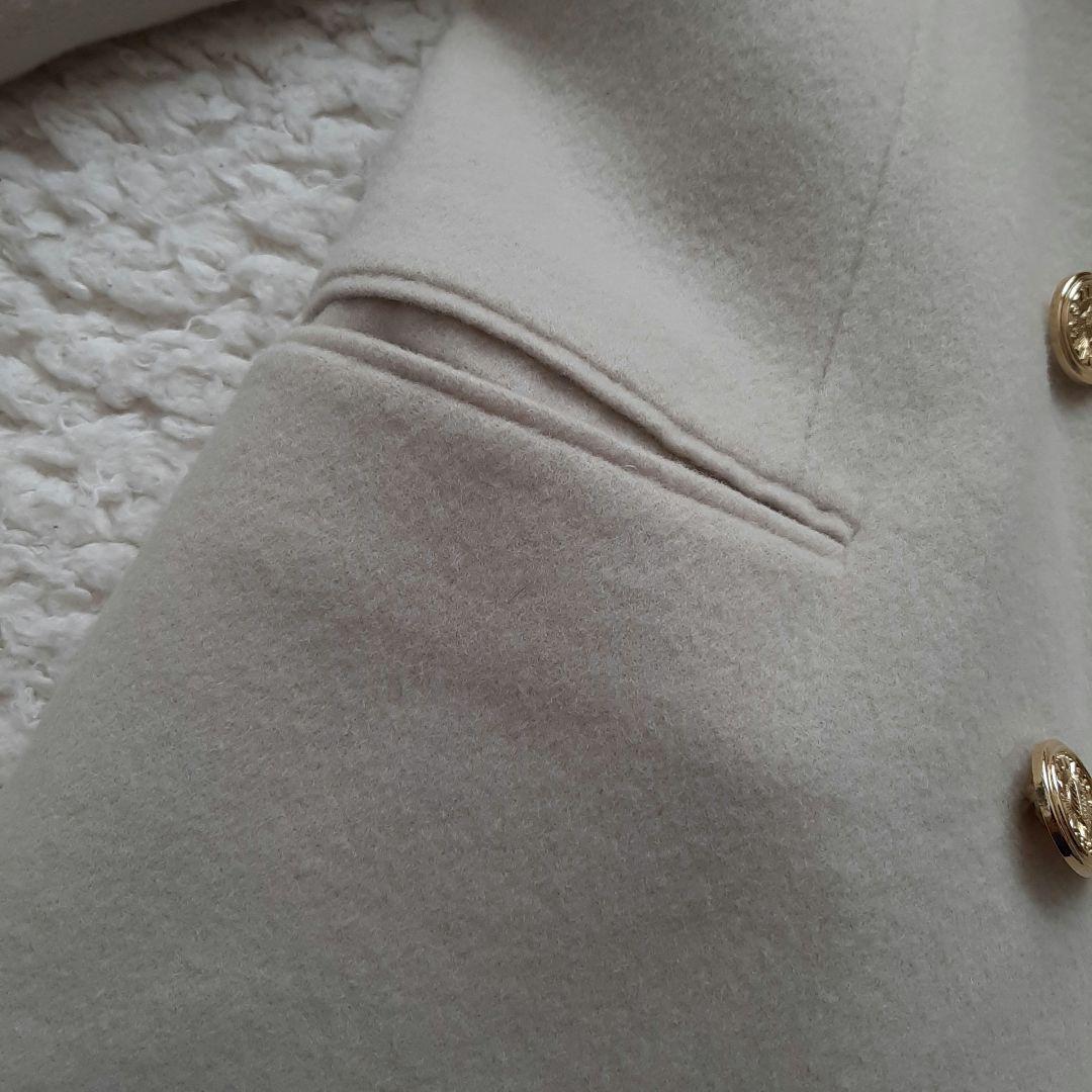 ユナイテッドアローズ ダブル ジャケット ベージュ S ウール 金ボタン 36