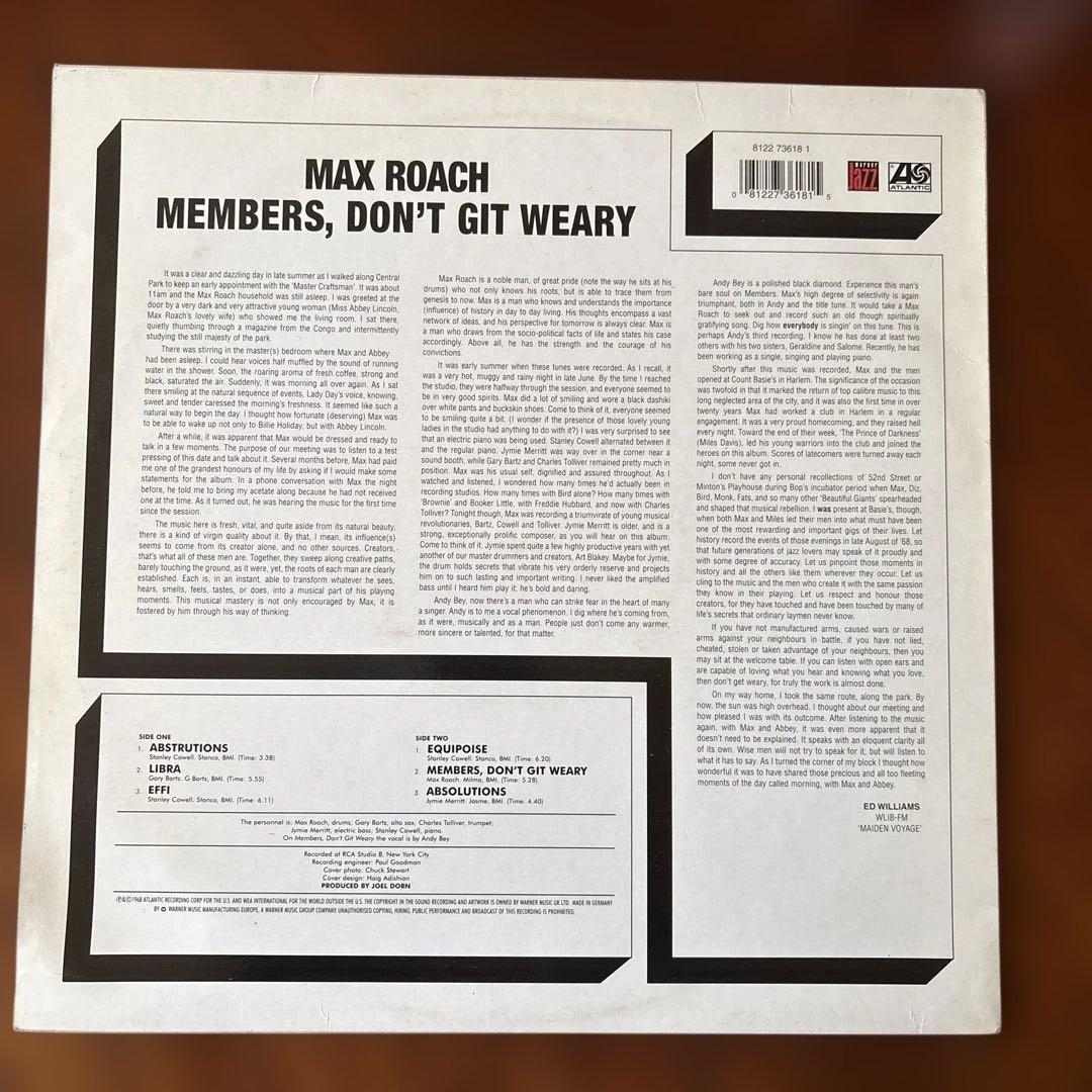 洋楽 MAX ROACH members don\"t git weary LP