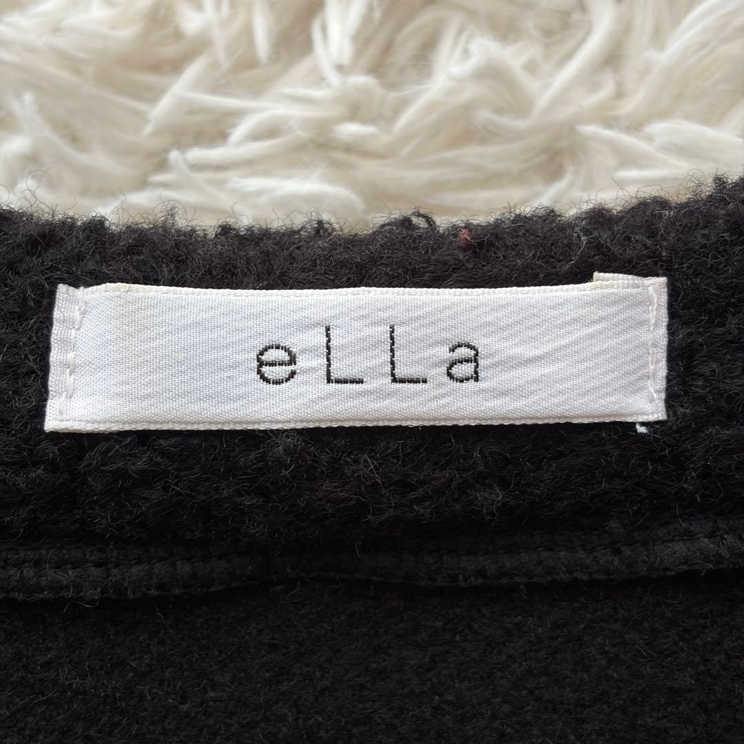 【eLLa】プードルポンチョ プルオーバー ノーカラーケープジャケット ボア 黒