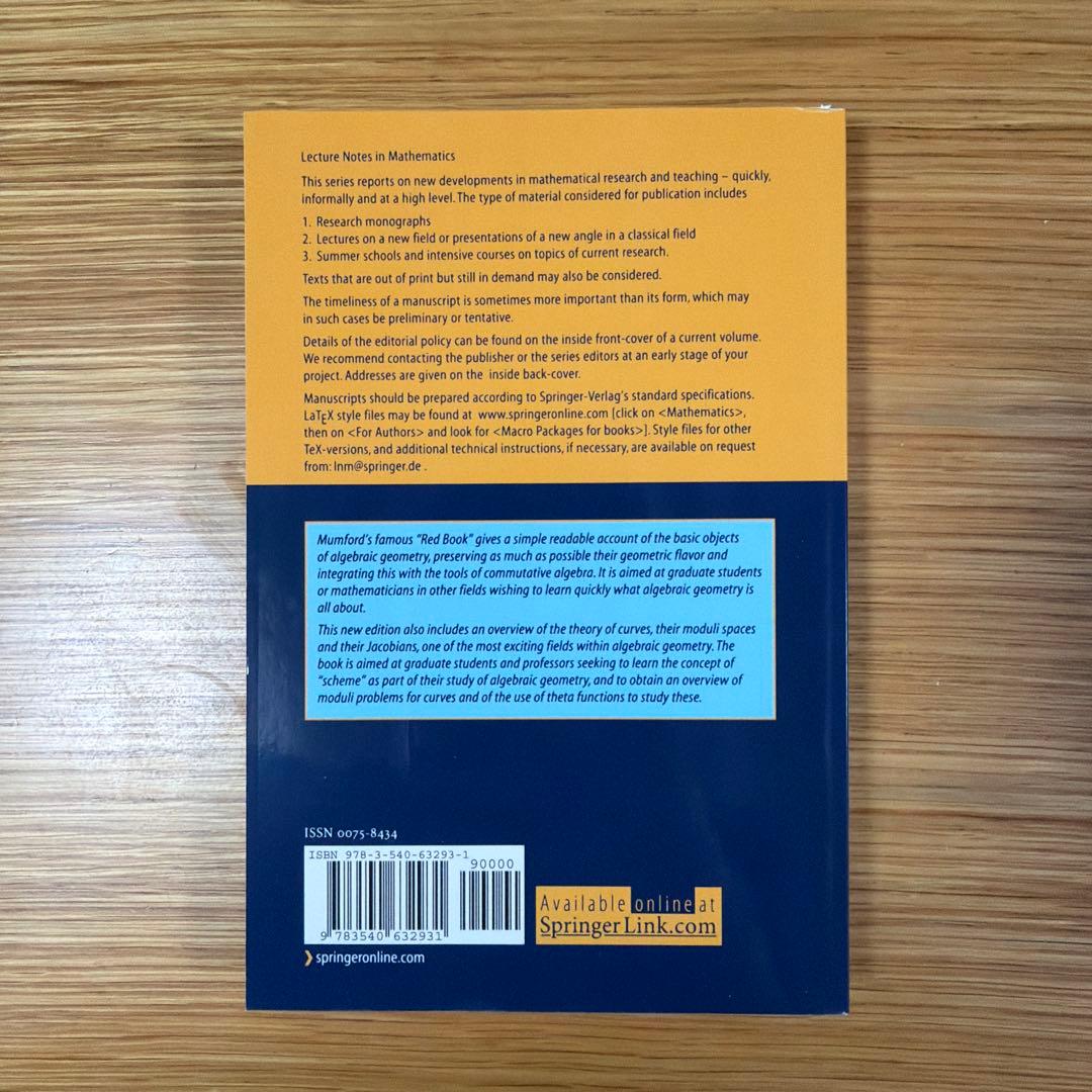 洋書 The Red Book of Varieties and Schemes