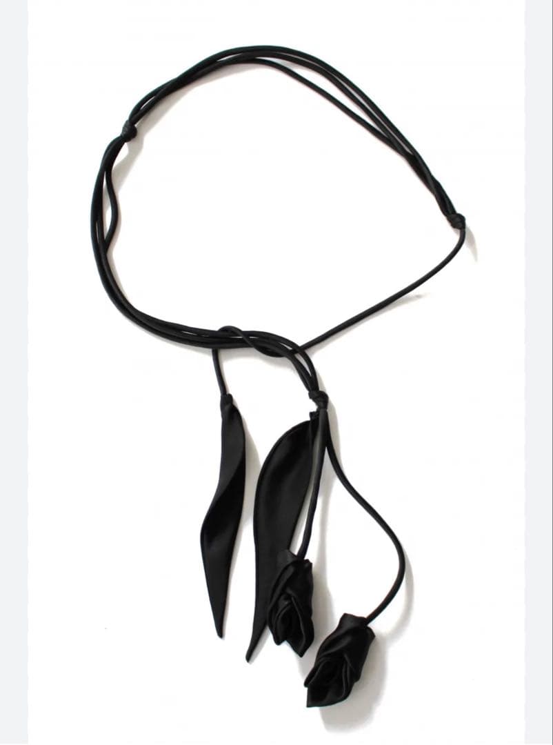 Mame Kurogouchi Floral Motif Silk Belt 黒