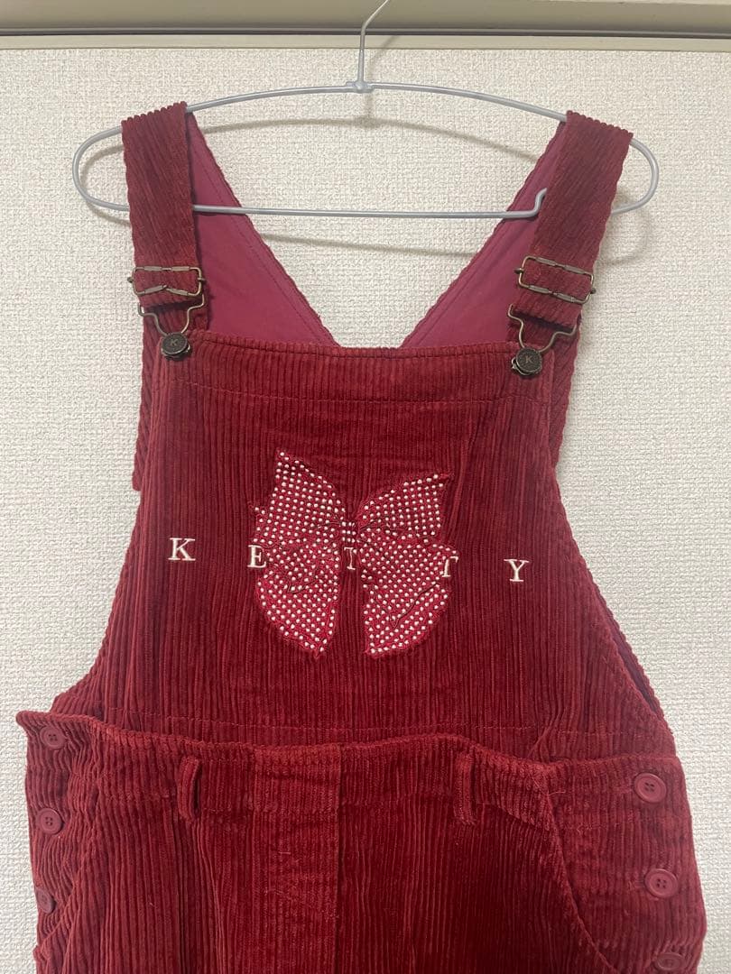 ketty コーデュロイジャンパースカート　赤　ピンクハウス