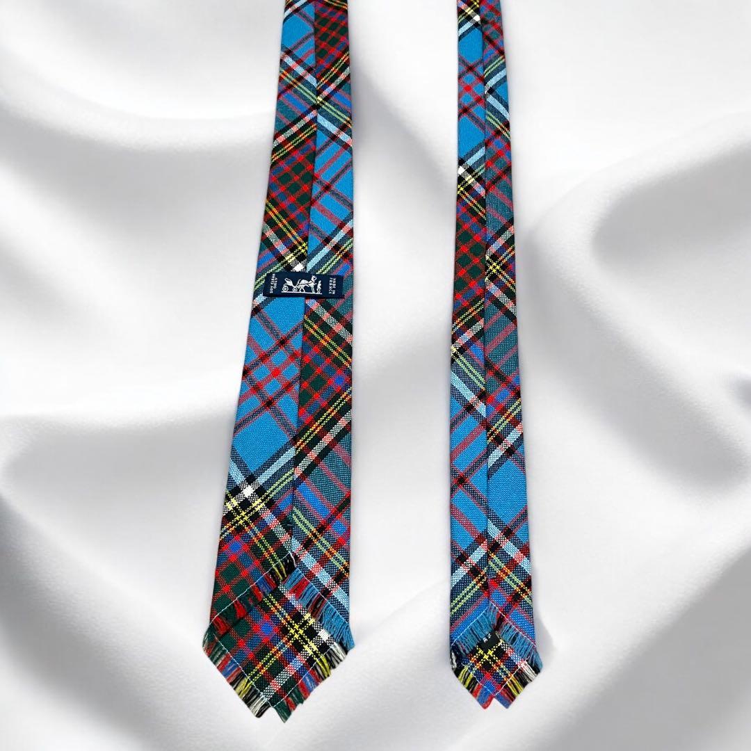 HERMES エルメス　ネクタイ　タータンチェック　箱付き　フリンジ