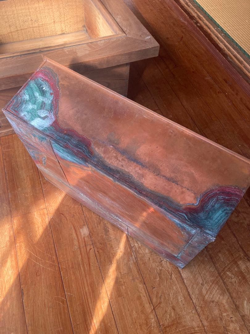 アンティーク 長火鉢 木製 銅火鉢 欅（ケヤキ） 時代家具古民具大型74センチ