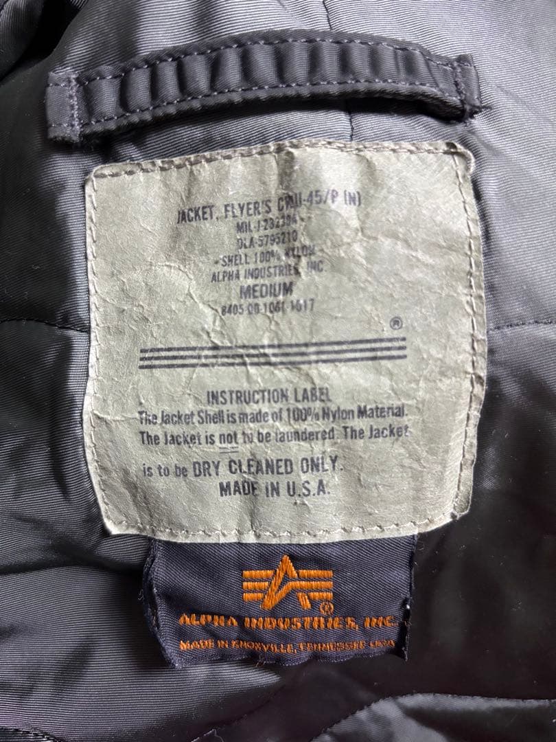 ア*7様 アルファ社ALPHA.CWU-45/PグリーンMフライトJK、USA製