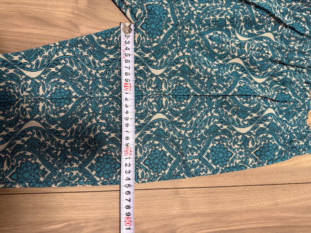 FUMIE=TANAKA　ジャガードフレアパンツ　ブルー