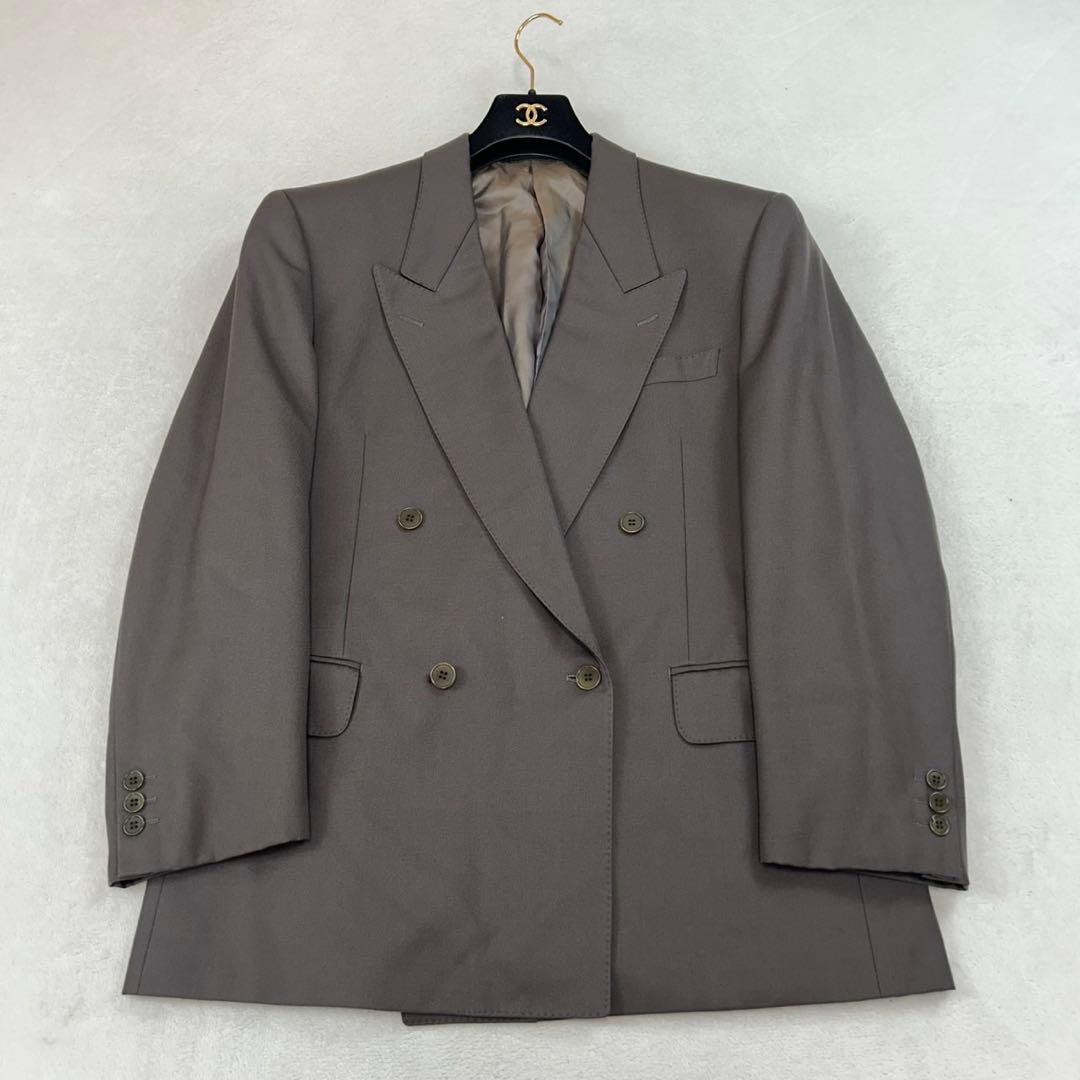 K608 M イヴサンローラン ツータック ダブル スーツ上下 ブラウン メンズ