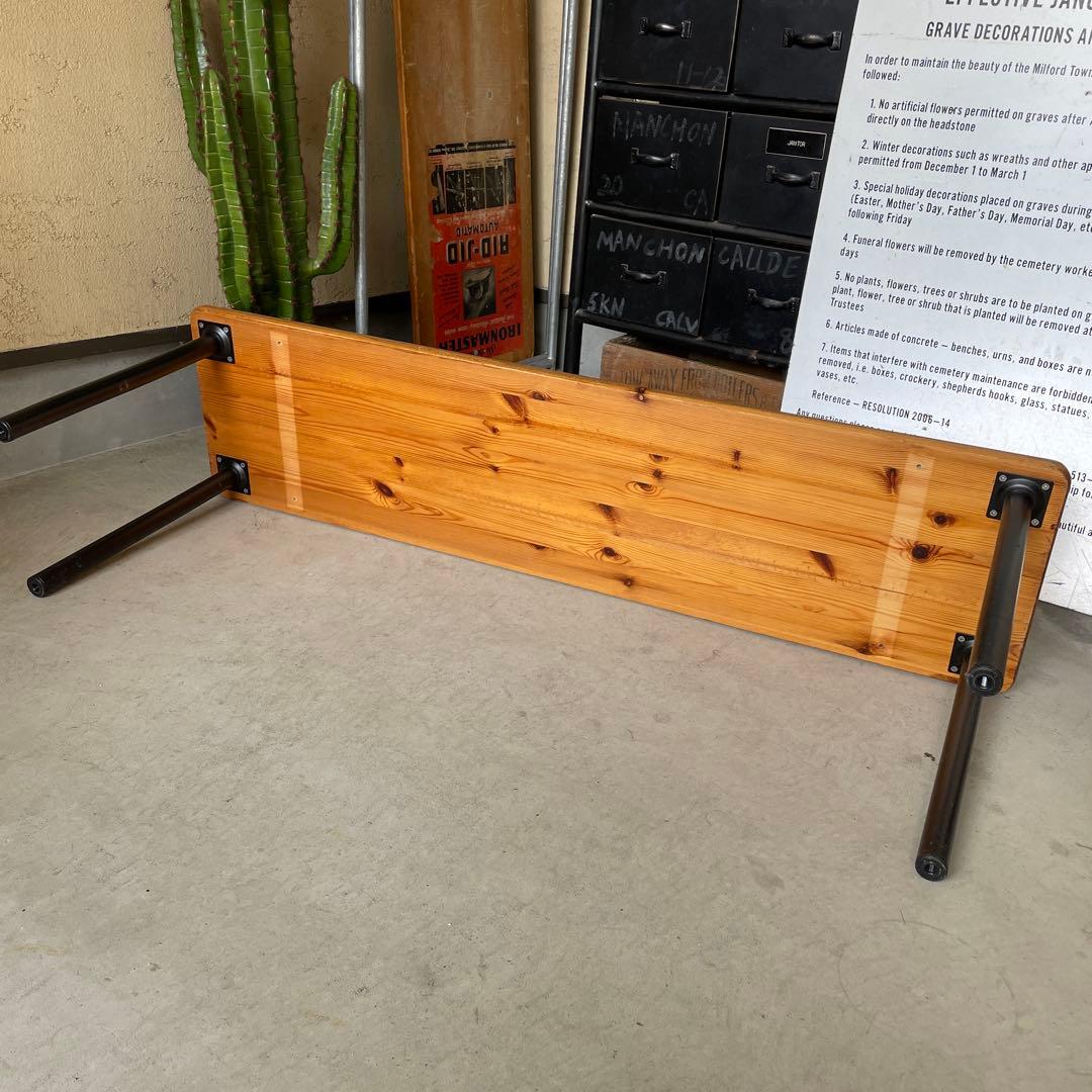 インダストリアル ウッド ベンチ 木製 長椅子 アイアン脚 シャビー wood