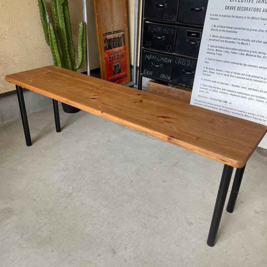 インダストリアル ウッド ベンチ 木製 長椅子 アイアン脚 シャビー wood