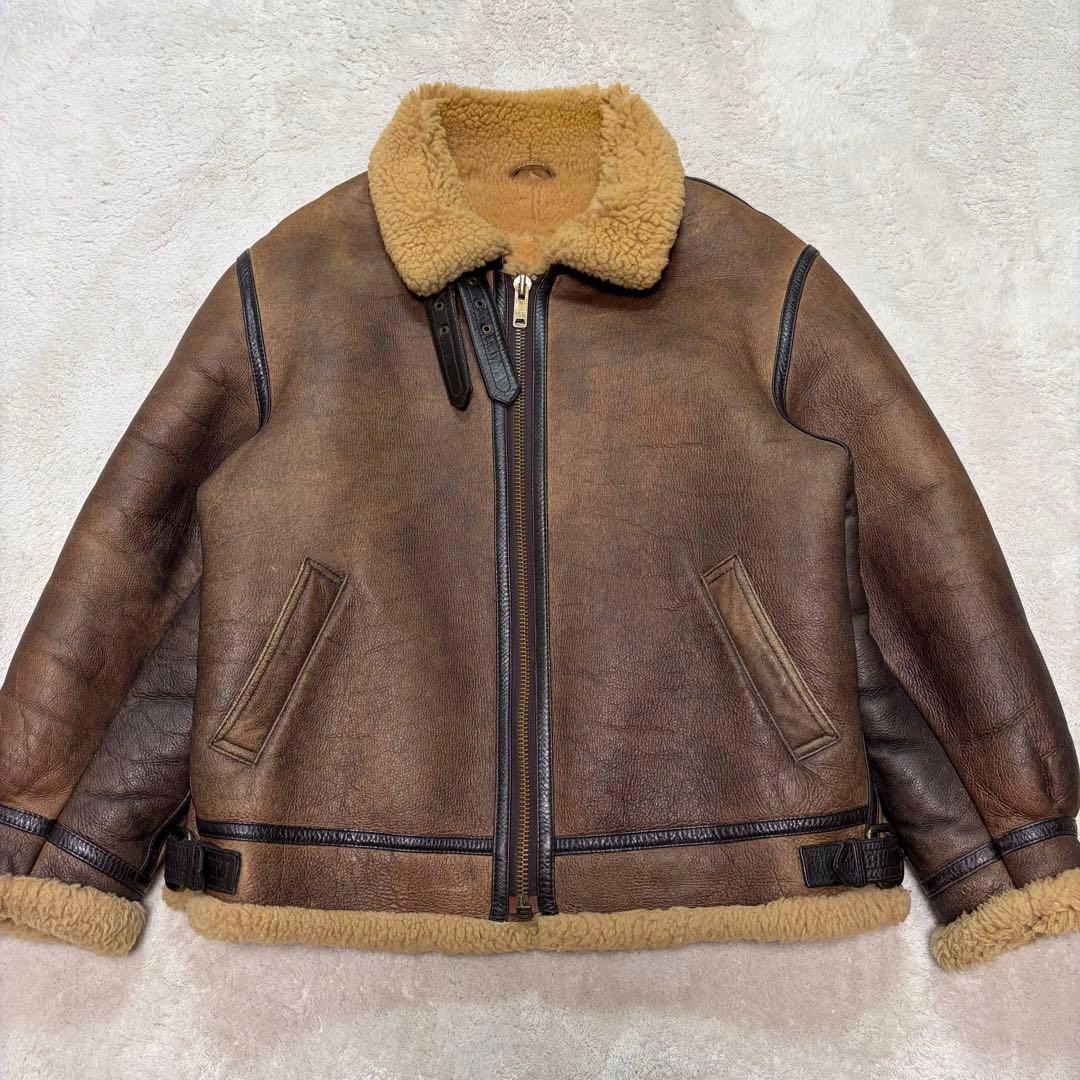 【美品・XL相当】ムートンジャケット B-3 フライト 肉厚 極暖 羊革 ボア