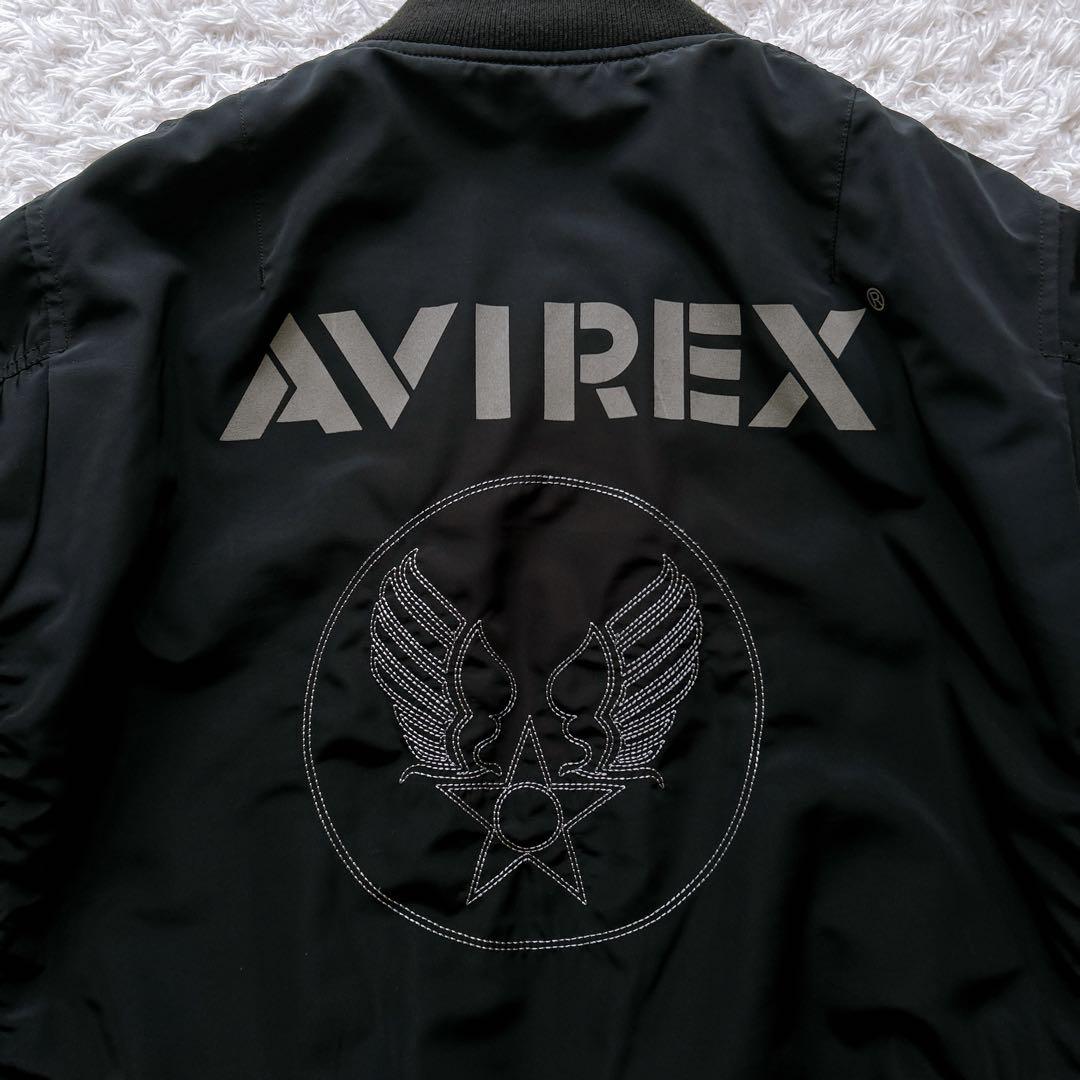 人気✨avirex リバーシブル　刺繍　ブラック　ma-1