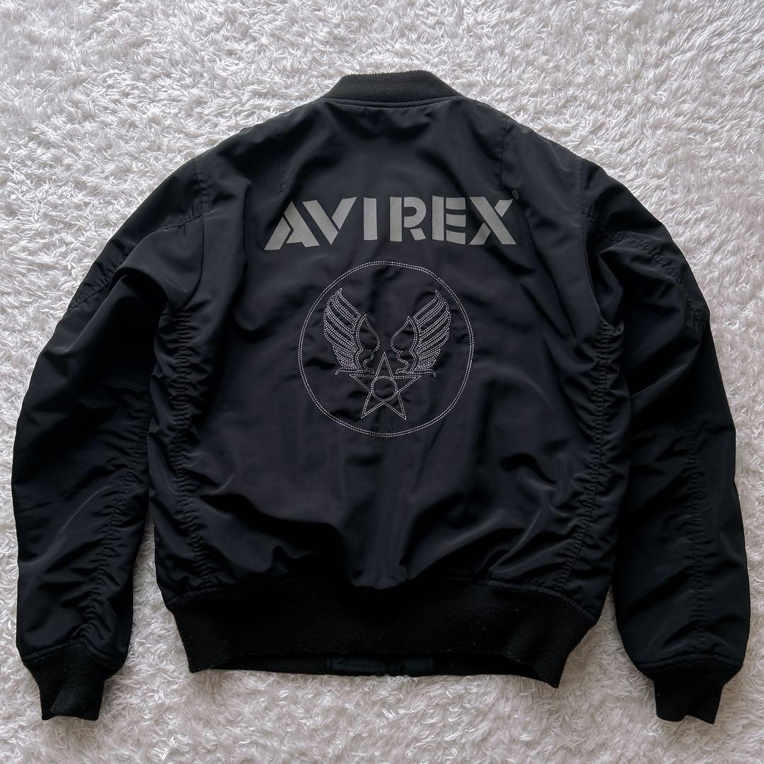 人気✨avirex リバーシブル　刺繍　ブラック　ma-1