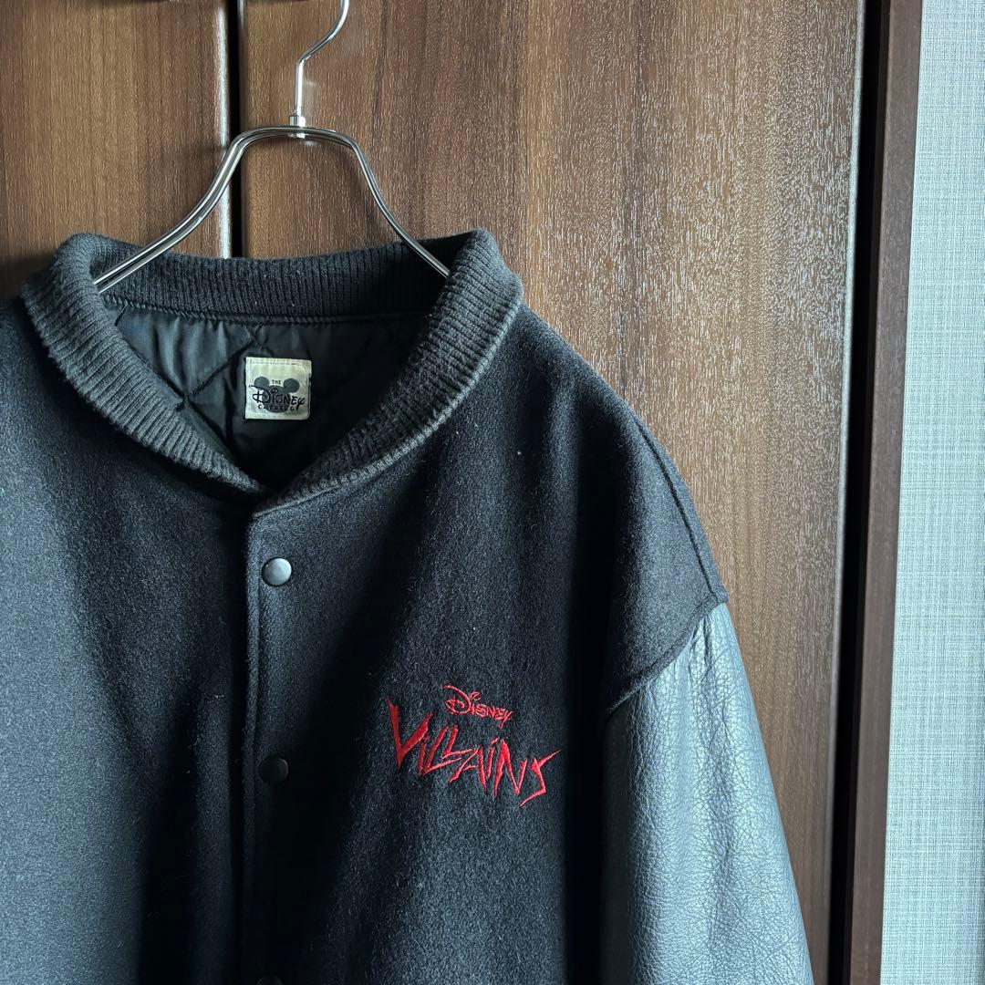 90's vintage disney ヴィラン レザー袖 スタジャン