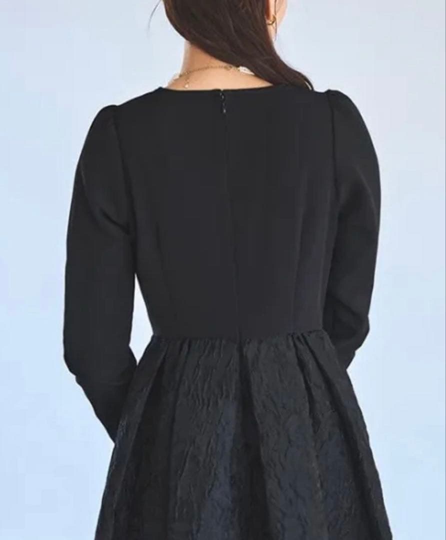 【美品】ルイルエブティック　ふくれジャガードドッキングワンピース　S フォーマル