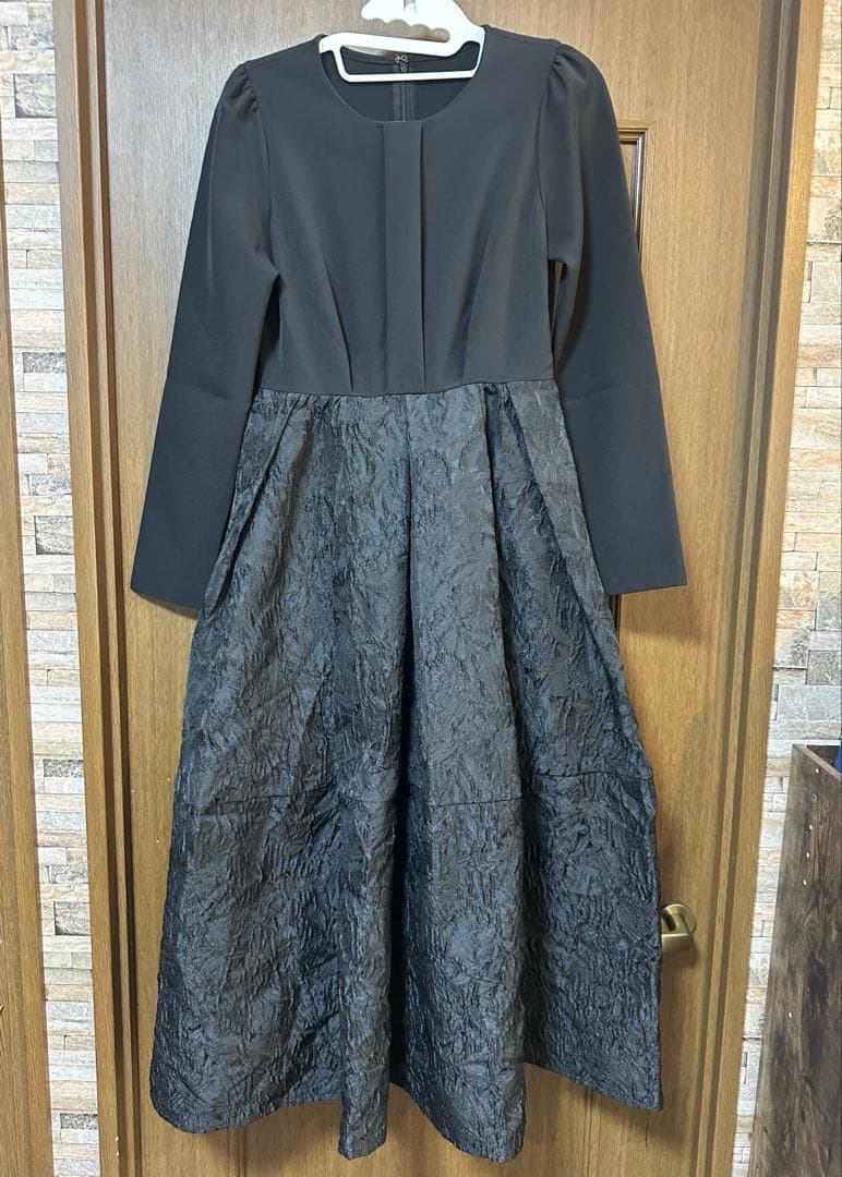 【美品】ルイルエブティック　ふくれジャガードドッキングワンピース　S フォーマル