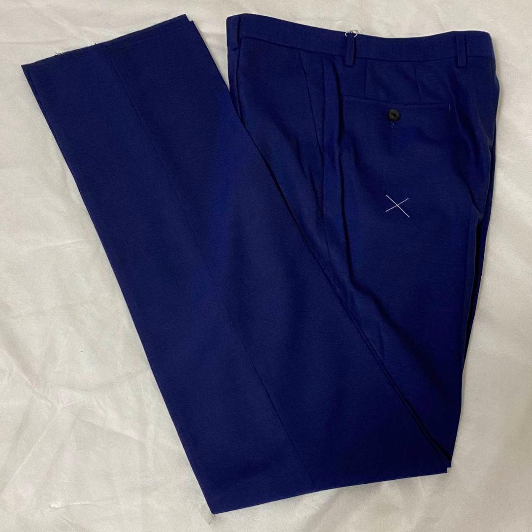 新品　フランス　ドーメル　サビルロウ　スーツ　A6　ブルー　無地　サヴィルロウ