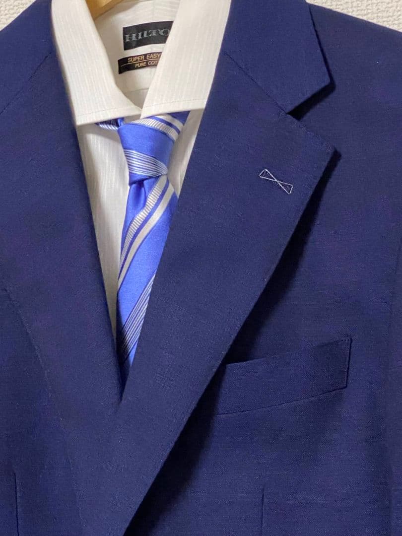 新品　フランス　ドーメル　サビルロウ　スーツ　A6　ブルー　無地　サヴィルロウ