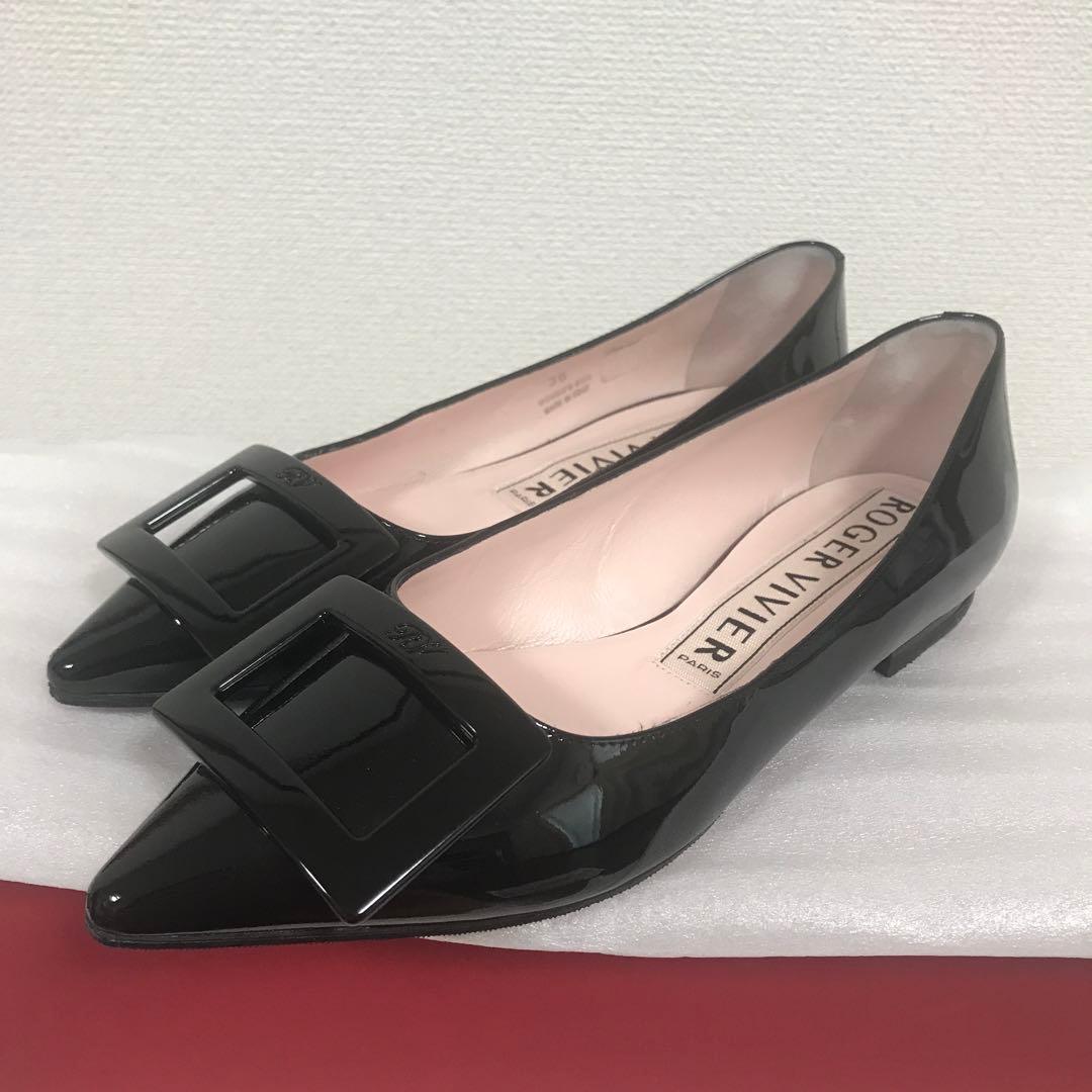 ロジェ ヴィヴィエ　ゴメッティーヌ　パテントレザー　ブラック