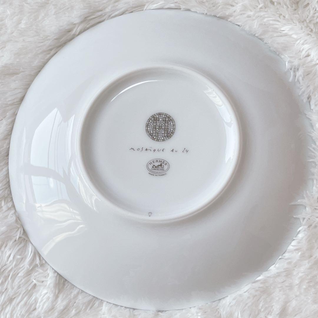 【美品】エルメス モザイク 24 プラチナ デザートプレート 2枚