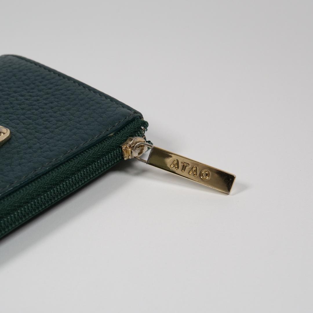 極美品✨ アタオ 二つ折り財布 ミリモ ケリー 限定 グリーン レザー