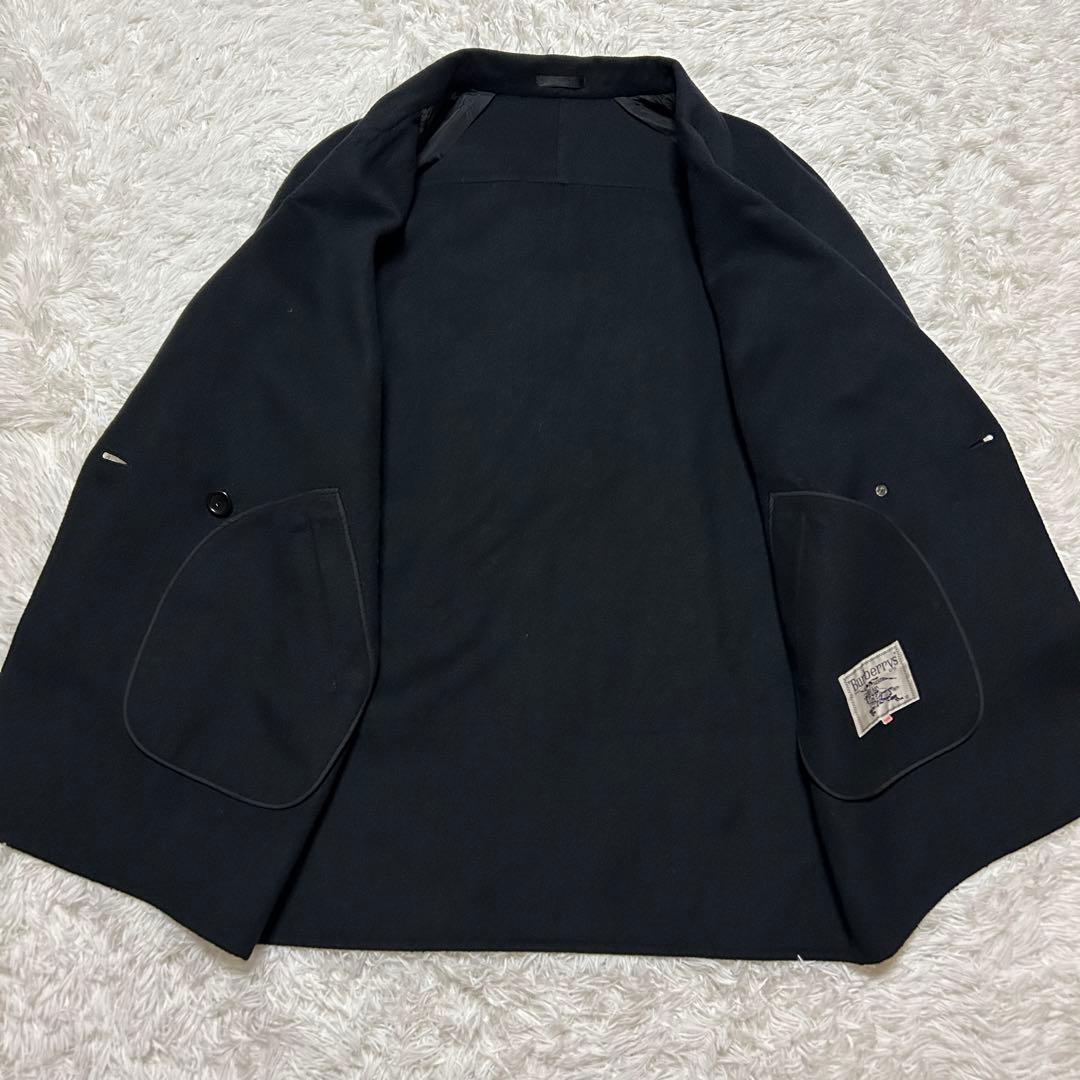 【XL】美品　90s　BURBERRY　バーバリー　シルク　ウールコート 白タグ