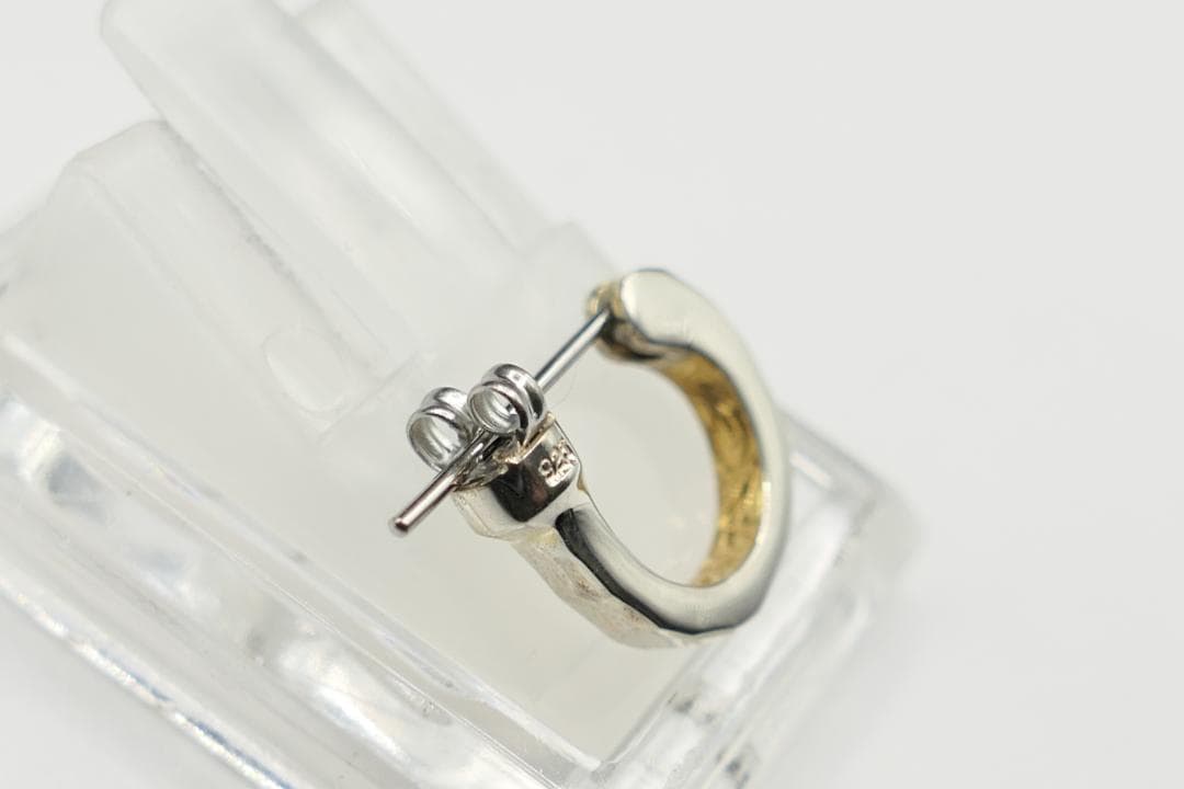 新品　未使用　ライオンハート　タタキ仕上げ　フープ　ピアス　内側ゴールド