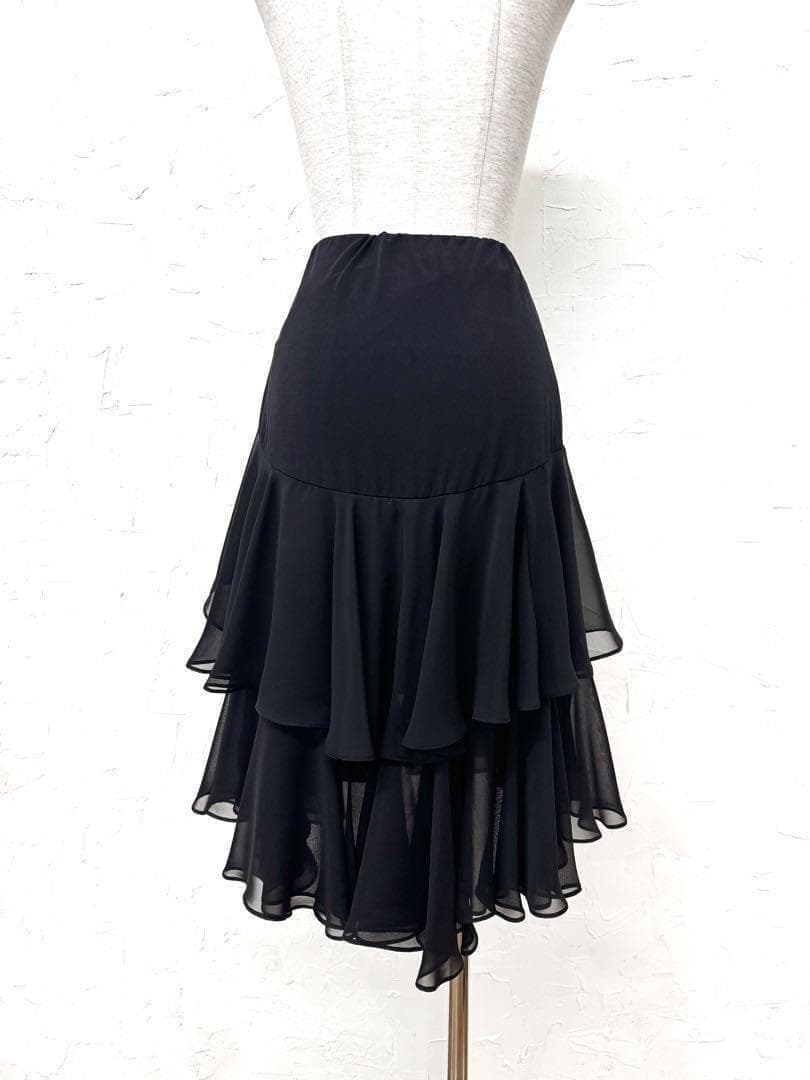 【ラテン】新品　ジョーゼット切替え　デザインスカートｓ595