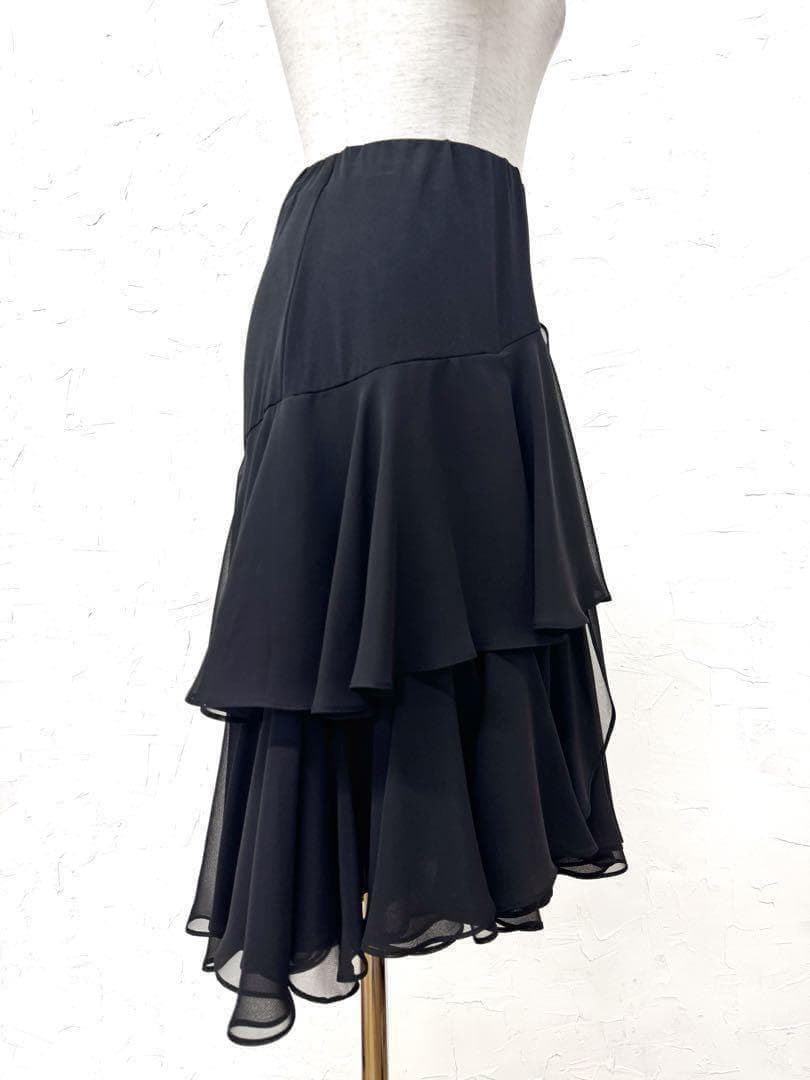 【ラテン】新品　ジョーゼット切替え　デザインスカートｓ595