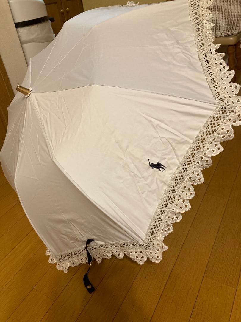 ポロラルフローレン折りたたみ晴雨兼用傘　フリルレース