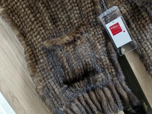 A783 ポケット付　ミンク　ヤーン　編み込み　ショール　ストール　マフラー