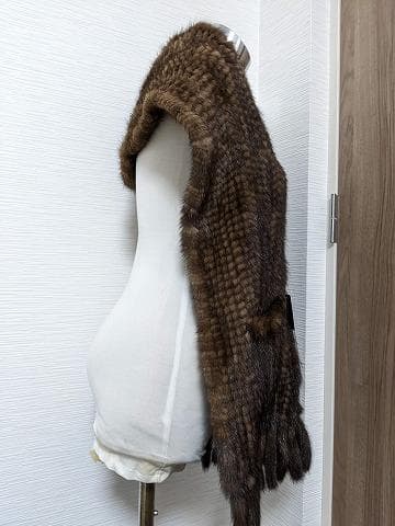 A783 ポケット付　ミンク　ヤーン　編み込み　ショール　ストール　マフラー