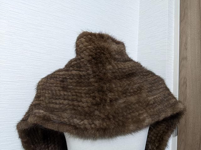 A783 ポケット付　ミンク　ヤーン　編み込み　ショール　ストール　マフラー