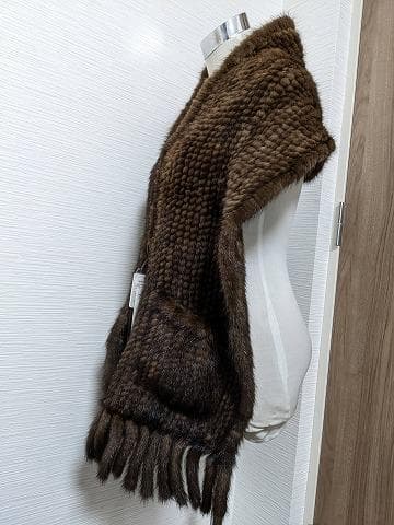 A783 ポケット付　ミンク　ヤーン　編み込み　ショール　ストール　マフラー