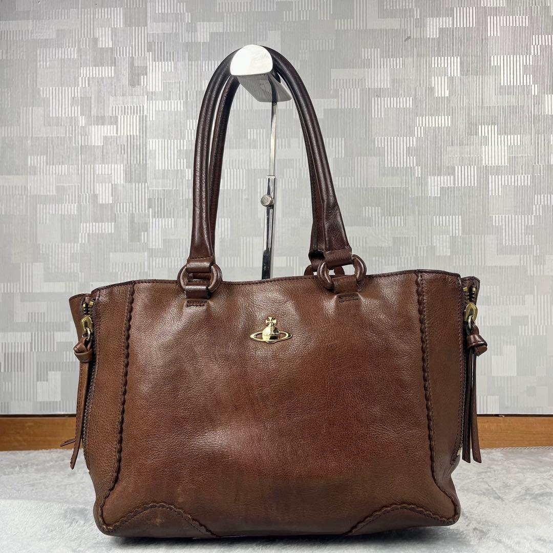 Vivienne Westwood トートバッグ オーブ ブラウン レザー
