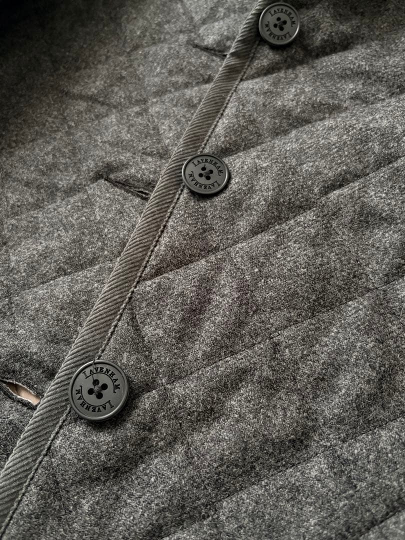 LAVENHAM 英国製 フード ウールキルティング コート グレー 38