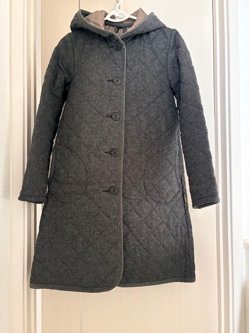 LAVENHAM 英国製 フード ウールキルティング コート グレー 38