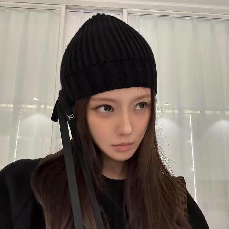 CC ロゴ　ブラック ニットキャップ・ビーニー