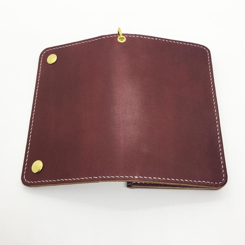 【本革】ミドルトラッカーウォレット 紫檀色 チェリーブラウン 真鍮 レザー