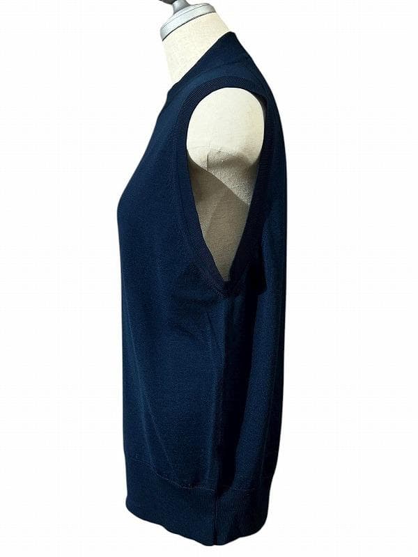 極美品 マーガレットハウエル ジョンスメドレー ハイゲージ ニット ベスト 紺