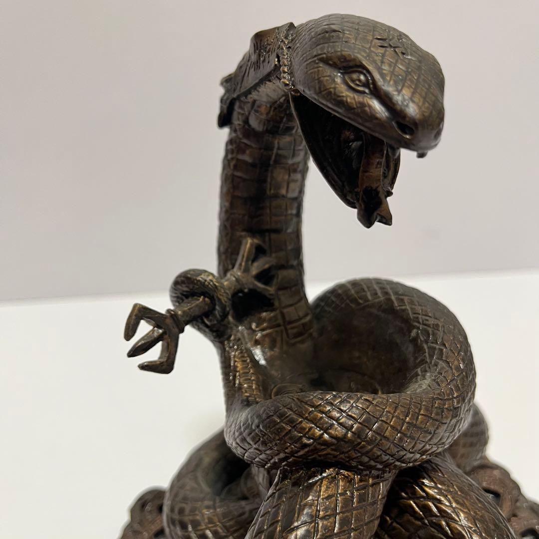 希少 蛇 水晶 古銭 開運 金運 風水 置物 オブジェ 金属製