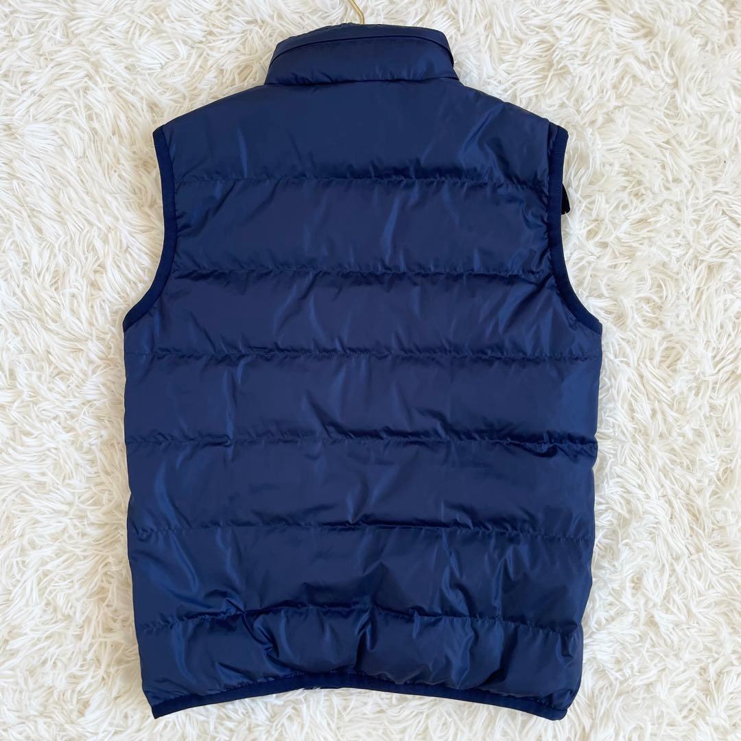 極美品　グッチ　ダウンベスト　GG　総柄　ワッペン　2way　フード　紺　M
