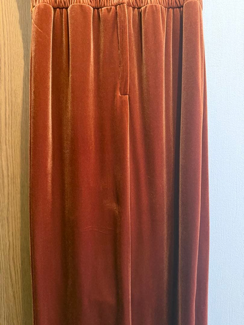 Ameri 2WAY CURVE VELOURS DRESS テラコッタ　S