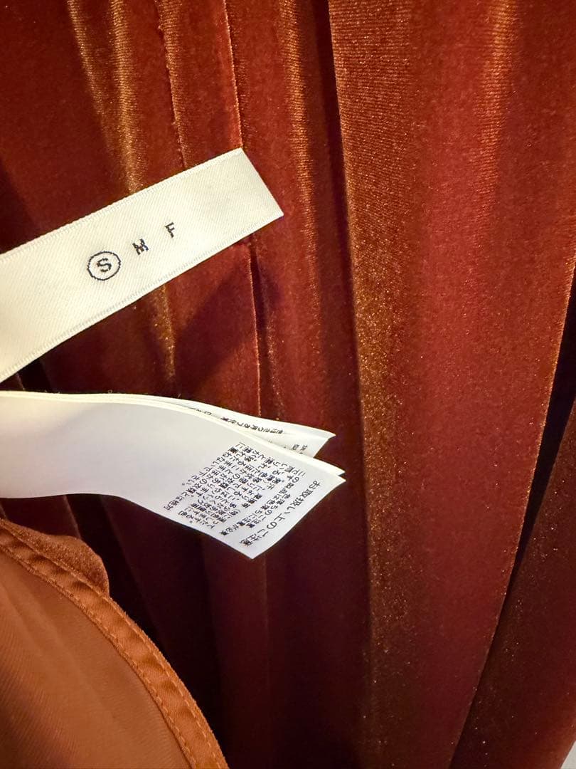 Ameri 2WAY CURVE VELOURS DRESS テラコッタ　S