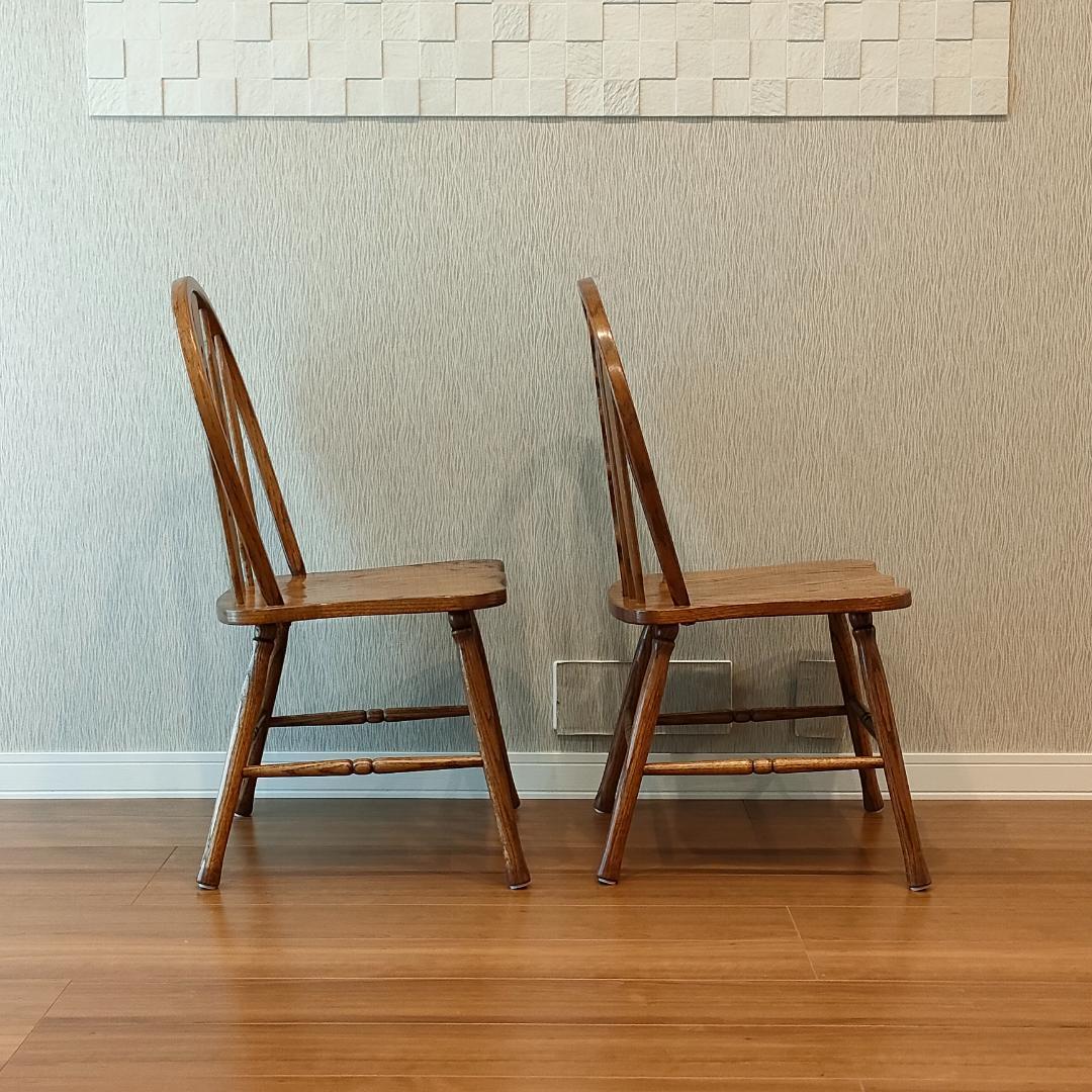 美品　ウィンザーチェア①　フープバック　オーク材　2脚セット　F5