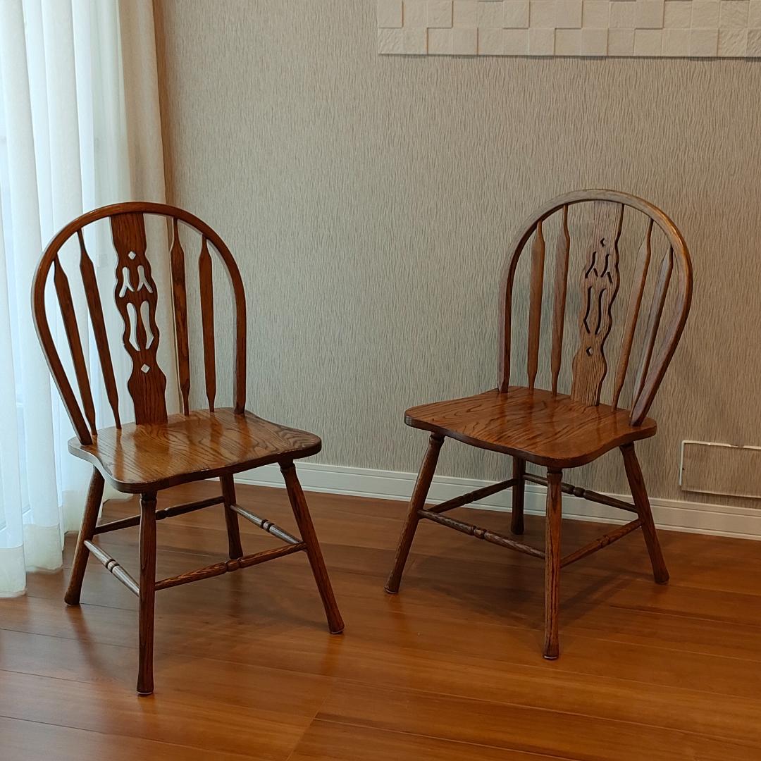 美品　ウィンザーチェア①　フープバック　オーク材　2脚セット　F5