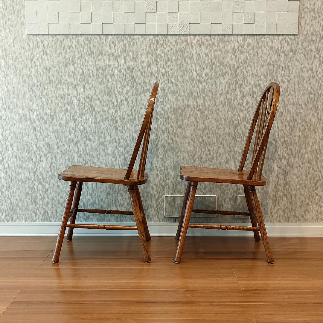 美品　ウィンザーチェア①　フープバック　オーク材　2脚セット　F5
