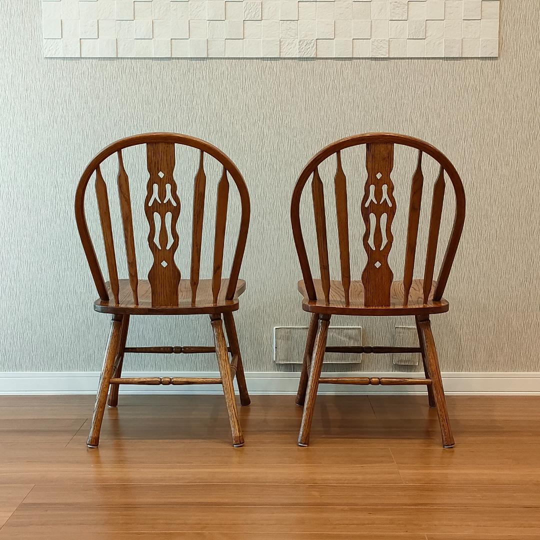 美品　ウィンザーチェア①　フープバック　オーク材　2脚セット　F5
