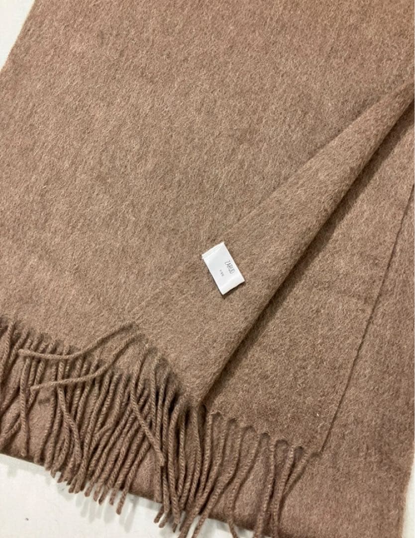 グレージュフワフワなめらかカシミア100%60幅ストール 新品