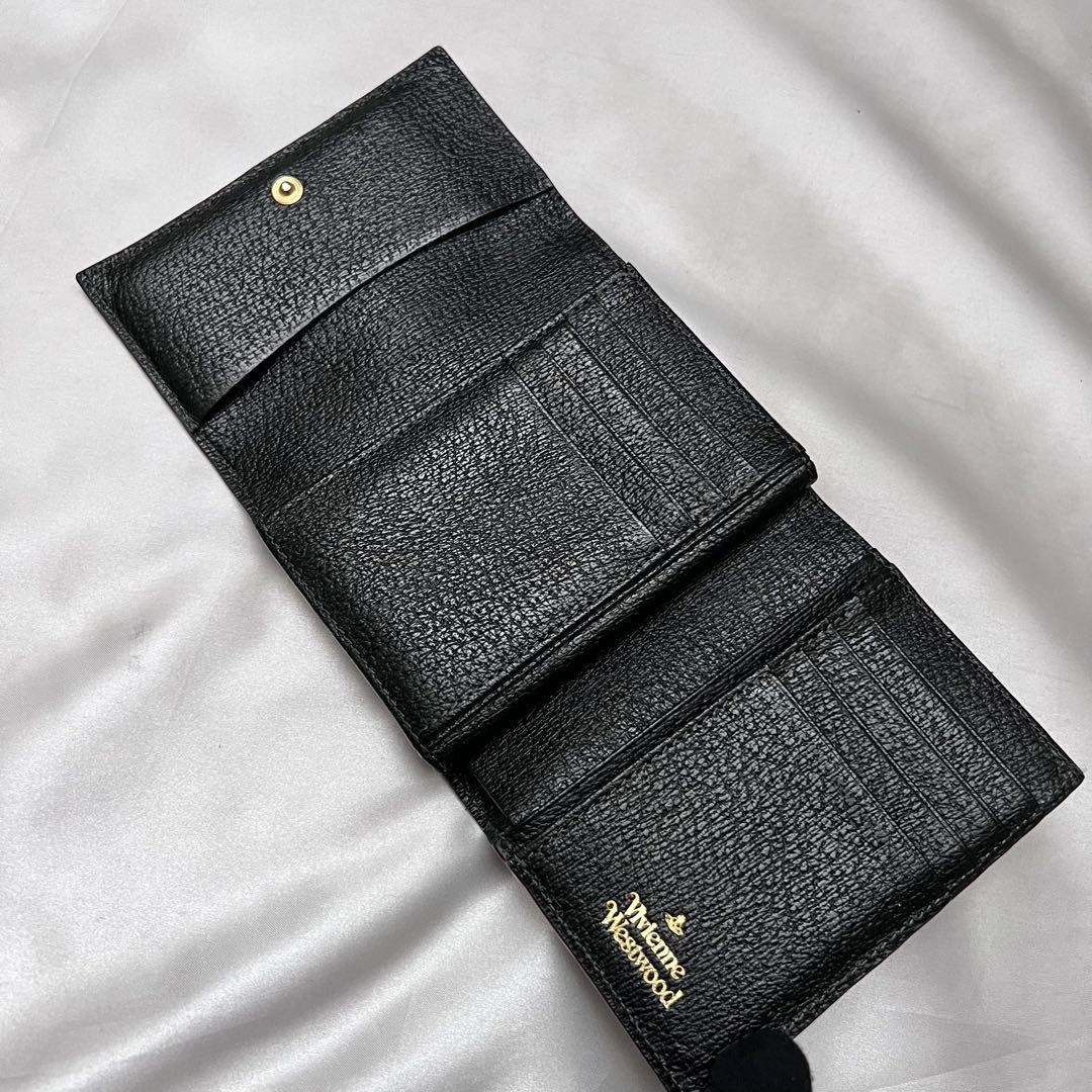 ◇美品◇ヴィヴィアン　エグゼクティブ　三つ折り財布　がま口×オーブ　ブラック