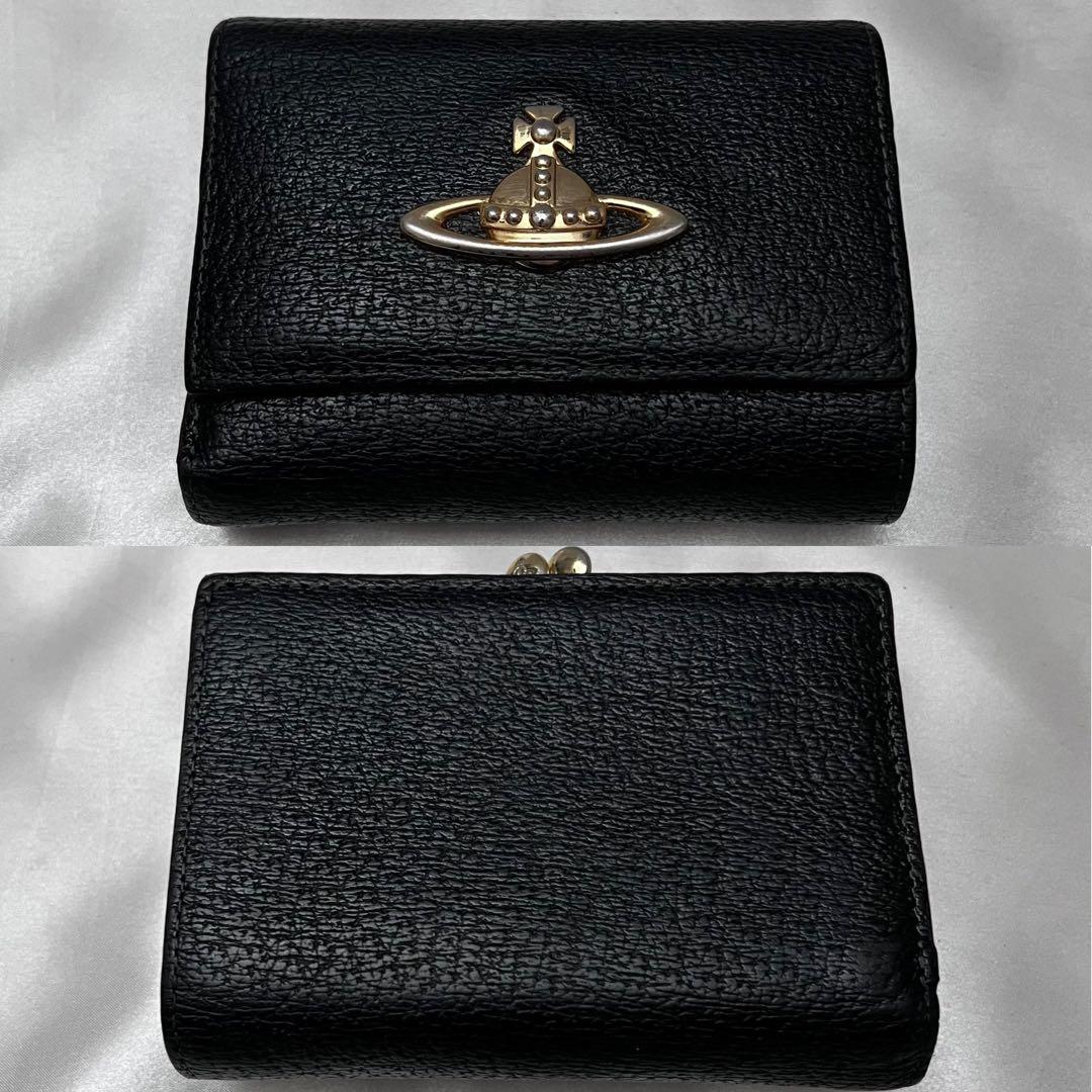 ◇美品◇ヴィヴィアン　エグゼクティブ　三つ折り財布　がま口×オーブ　ブラック